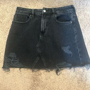 Black denim skirt